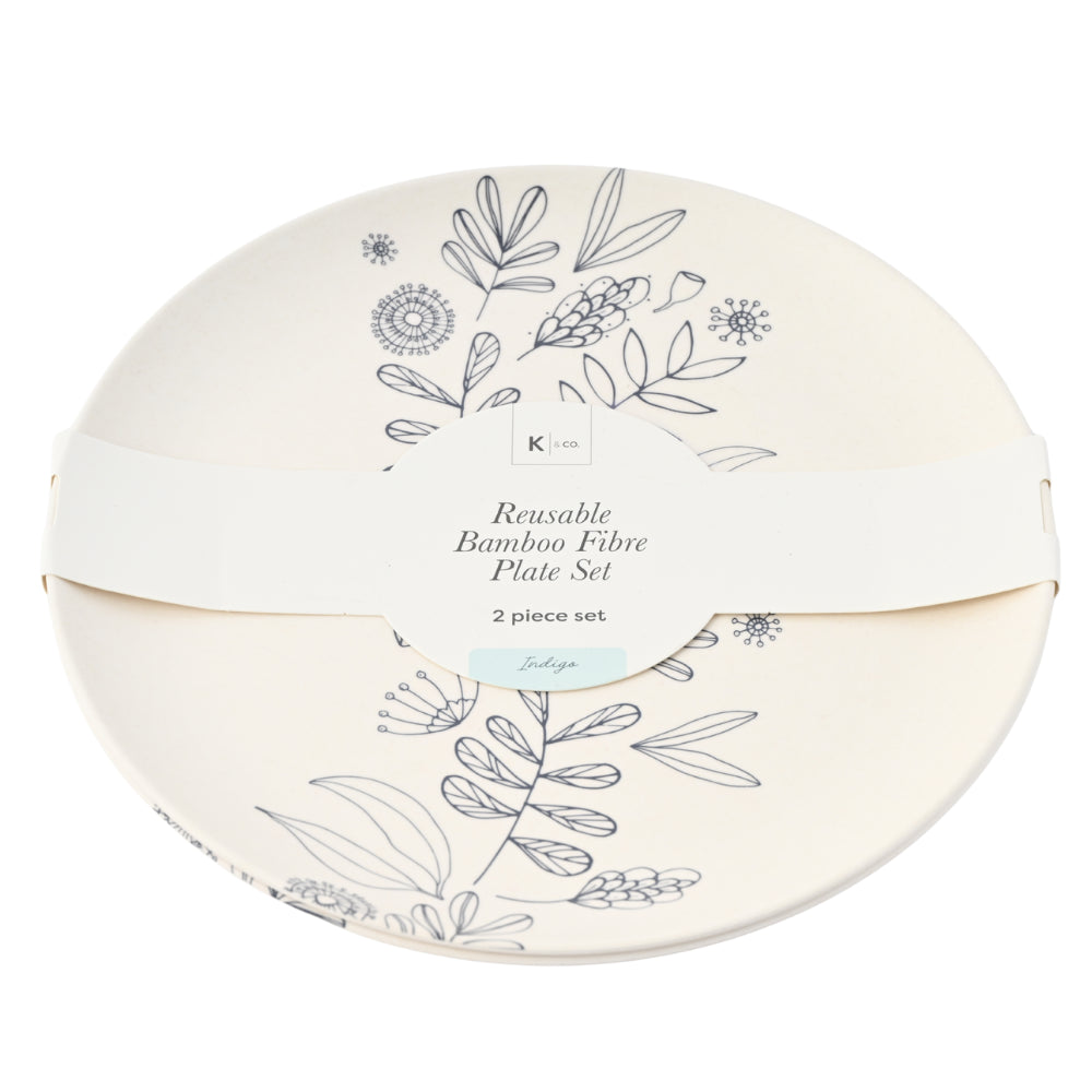 Indigo Series Bamboo Plate 2pk - NATIVE SKETCH